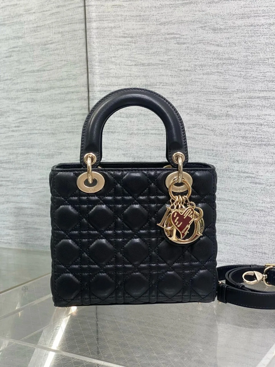 Dior Dioramour Small Lady Dior Bag in Black Cannage Lambskin product view 8