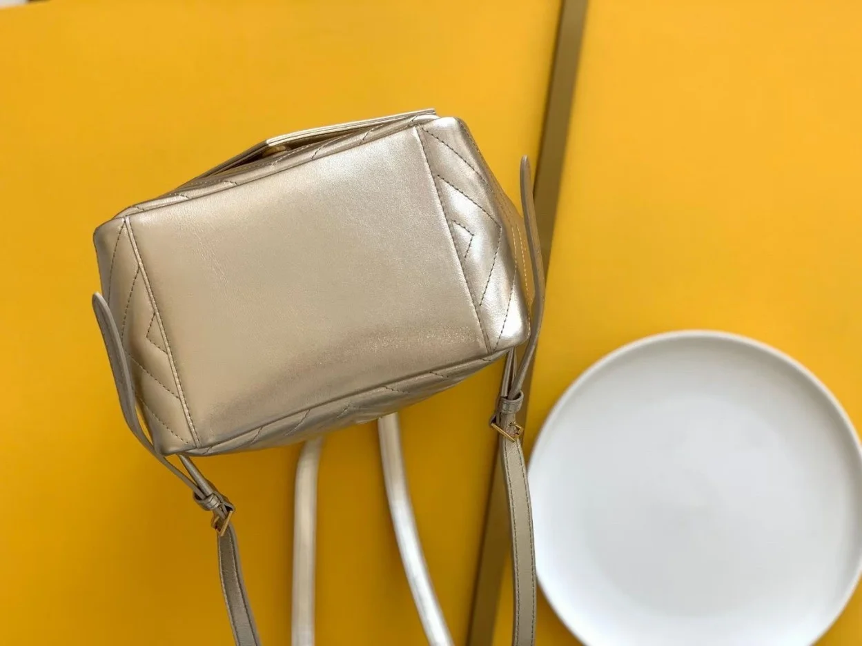 Saint Laurent Joe Backpack In Gold Lame Leather product view 5