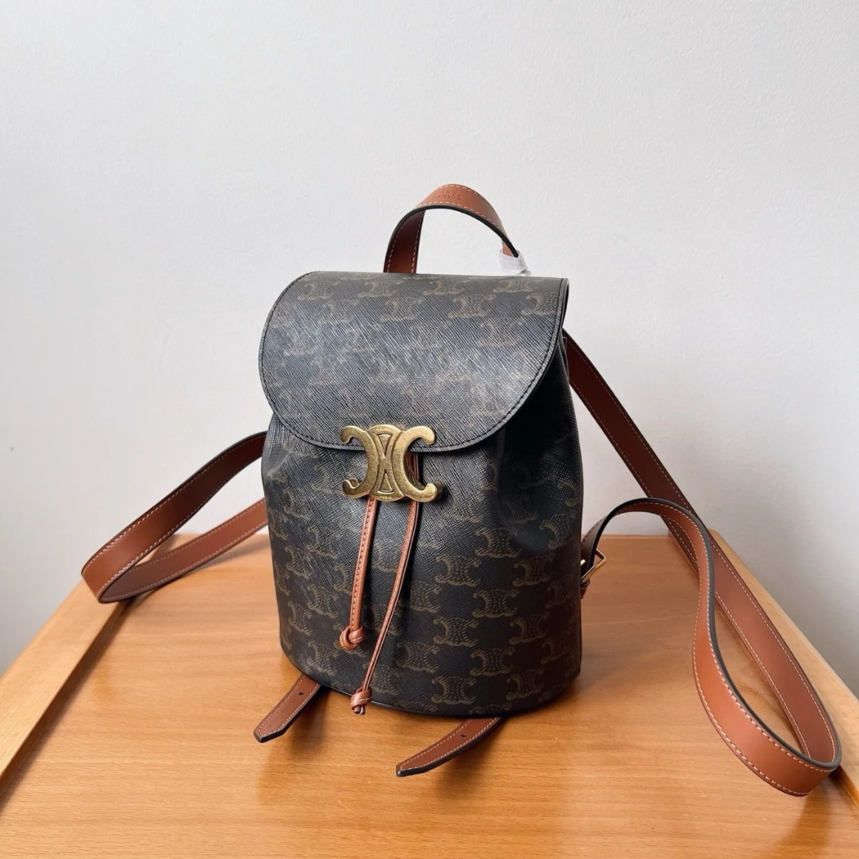 Celine Bonnie Backpack in Triomphe Canvas and Calfskin product view 9