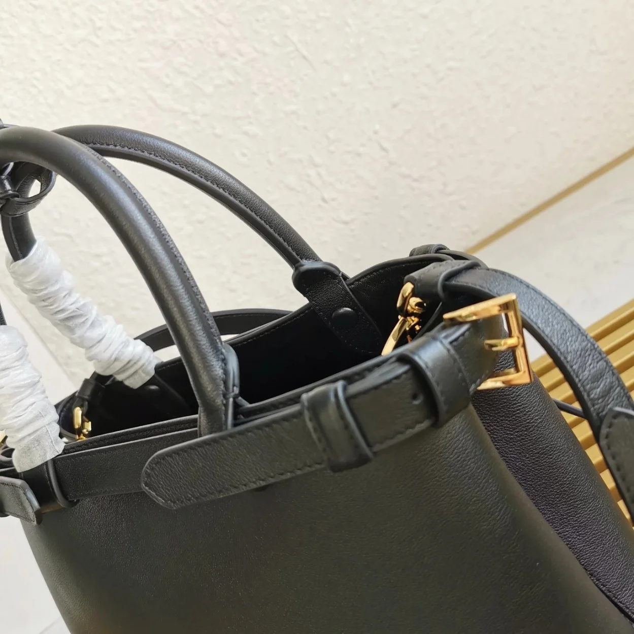 Prada Small Handbag in Black Leather with Belt product view 2
