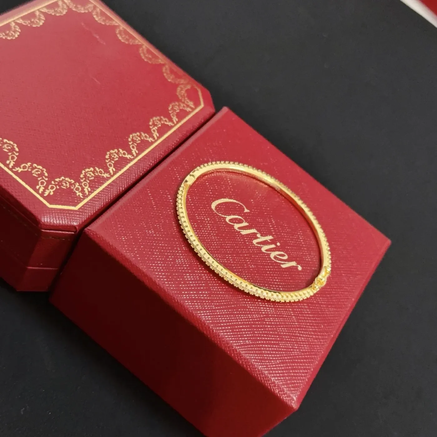 Cartier Gold-Tone Pave-Effect Bangle Bracelet product view 7