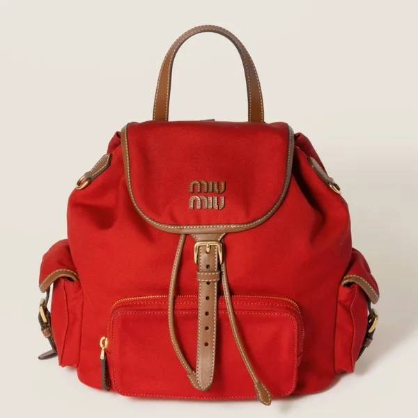 Miu Miu Large Backpack in Red Canvas and Calfskin product photo