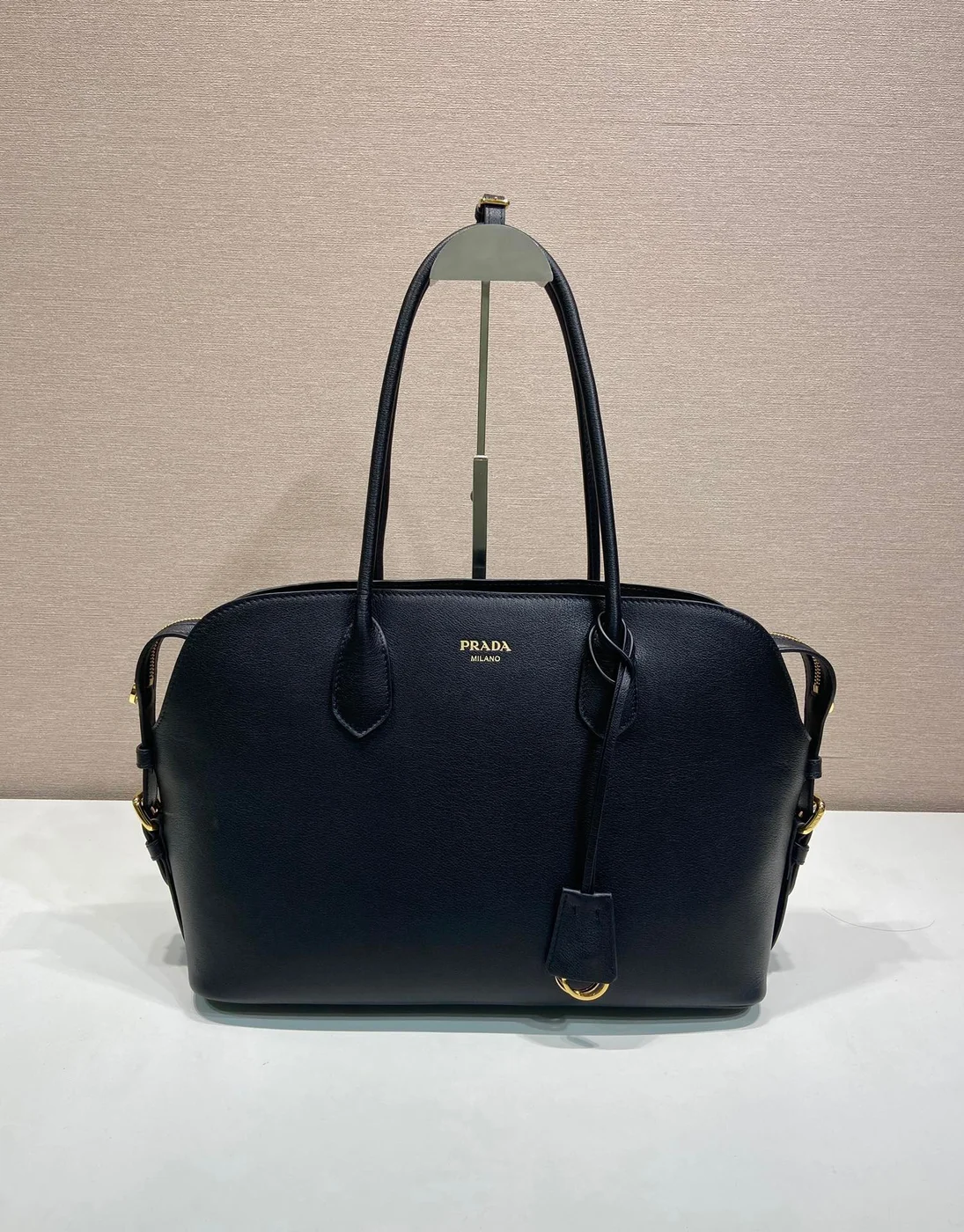 Prada Large Leather Tote Bag — Black product view 1