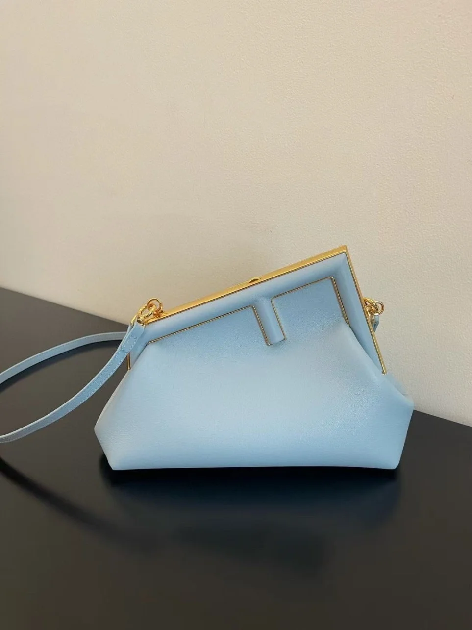 Fendi First Medium Bag In Light Blue Nappa Leather product view 4