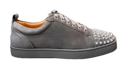 Christian Louboutin Louis Junior Spikes Suede-Effect Sneakers Grey product view 1