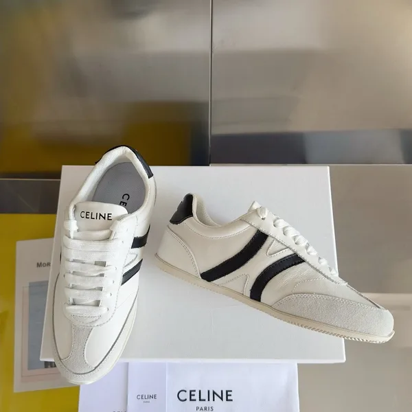 Celine Women’s Jogger Low-top Sneakers in White and Black Leather product view 2