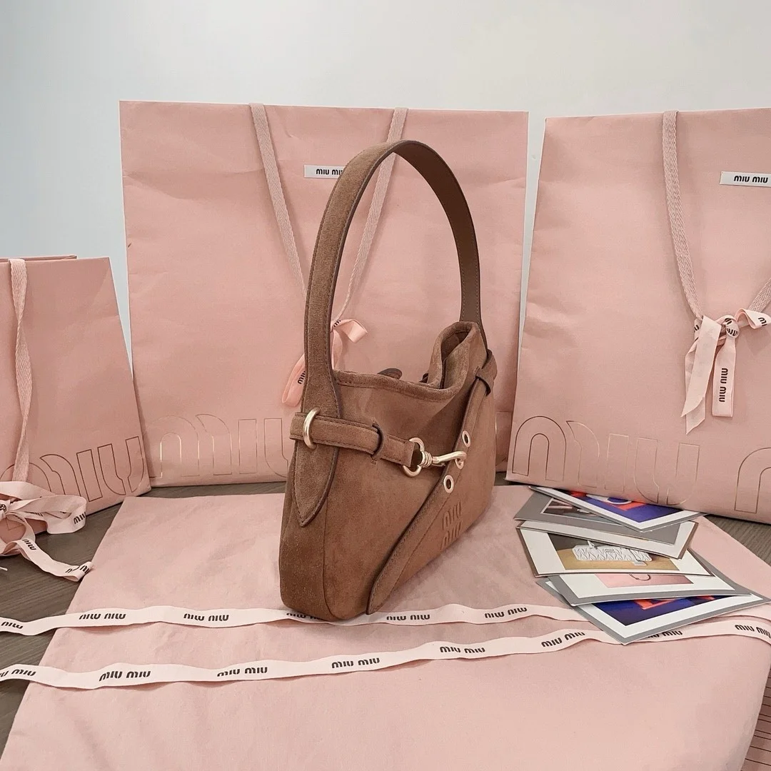 Miu Miu Aventure Small Shoulder Bag in Brown Suede Leather product view 4
