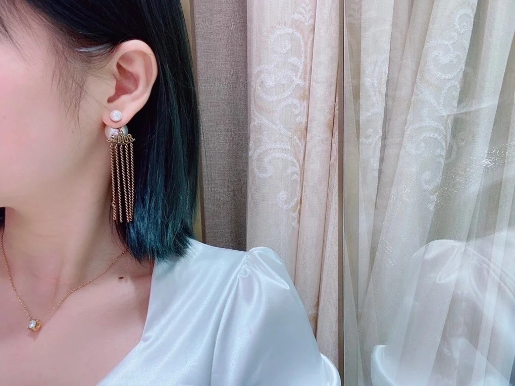 Dior Tribales Chain Earrings In Antique Gold-Finish Metal product view 3