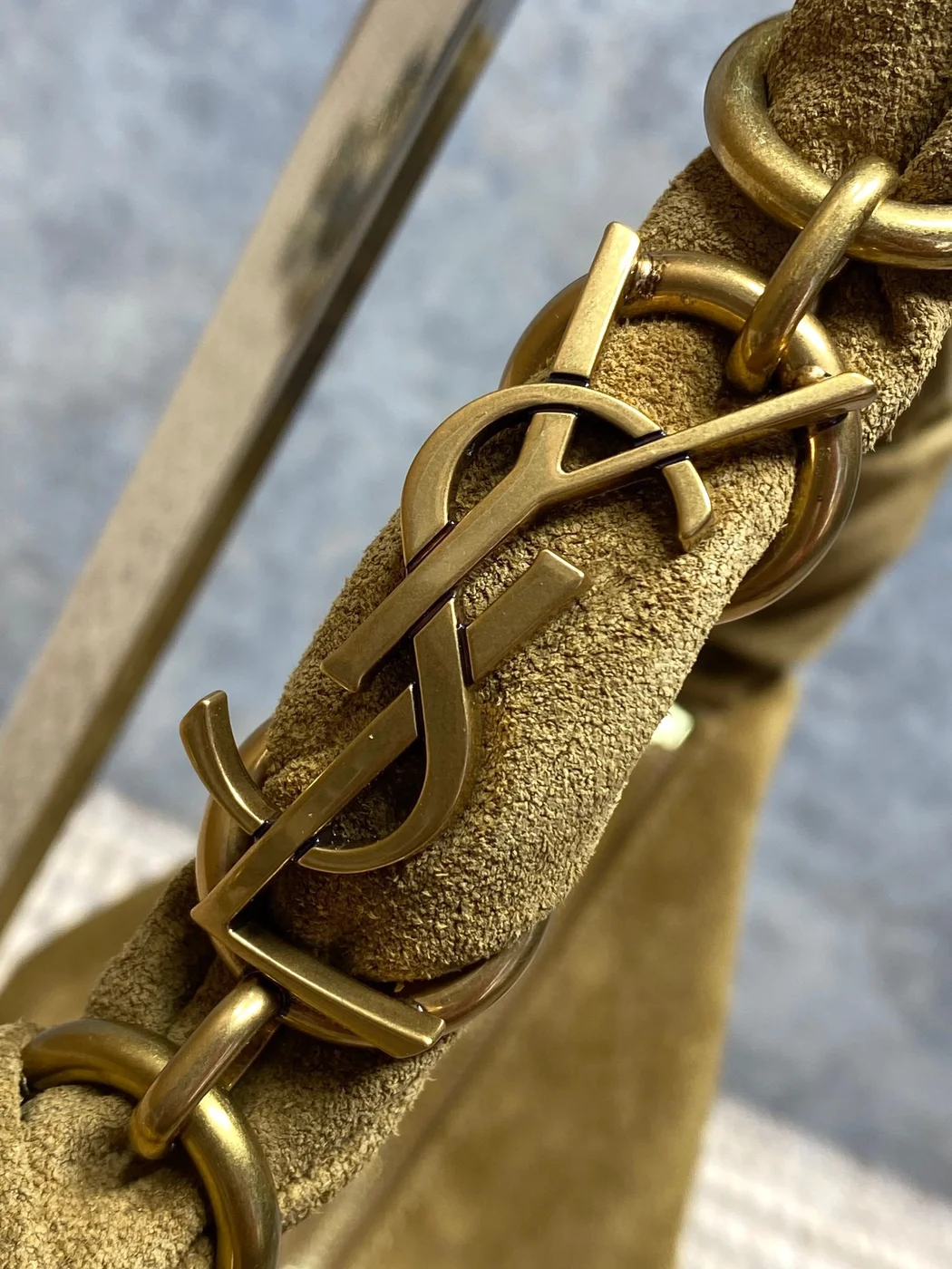 Saint Laurent Amalia Mini Hobo Bag — Olive Suede product view 7