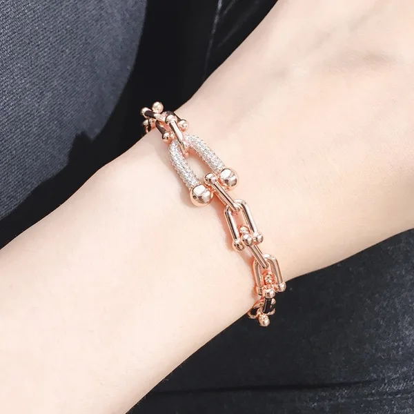 Tiffany & Co. HardWear Pavé-Effect Clasp Link Bracelet Rose-Tone product view 2