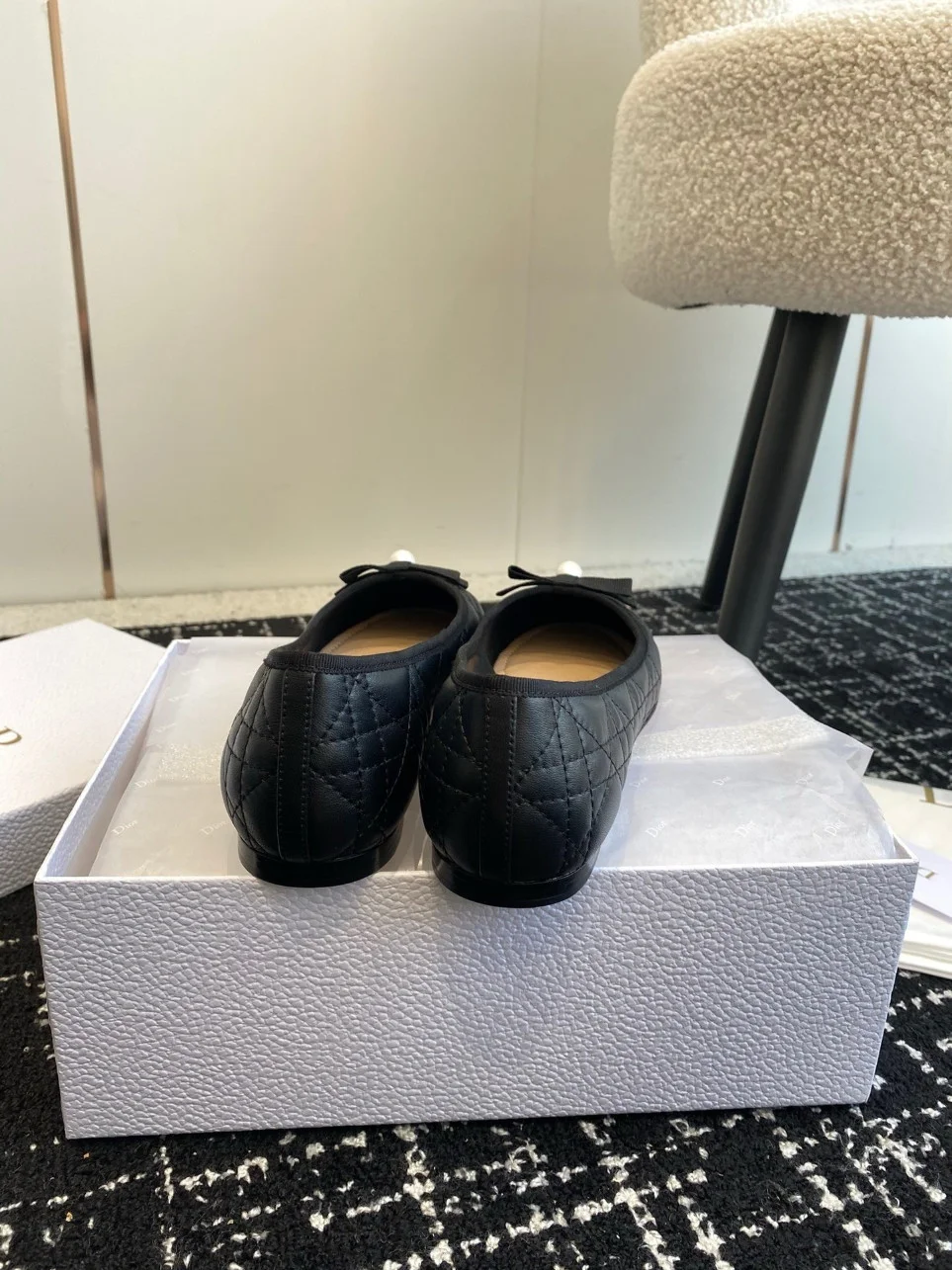 Dior Ballerina Flats in Black Quilted Cannage Calfskin product view 9