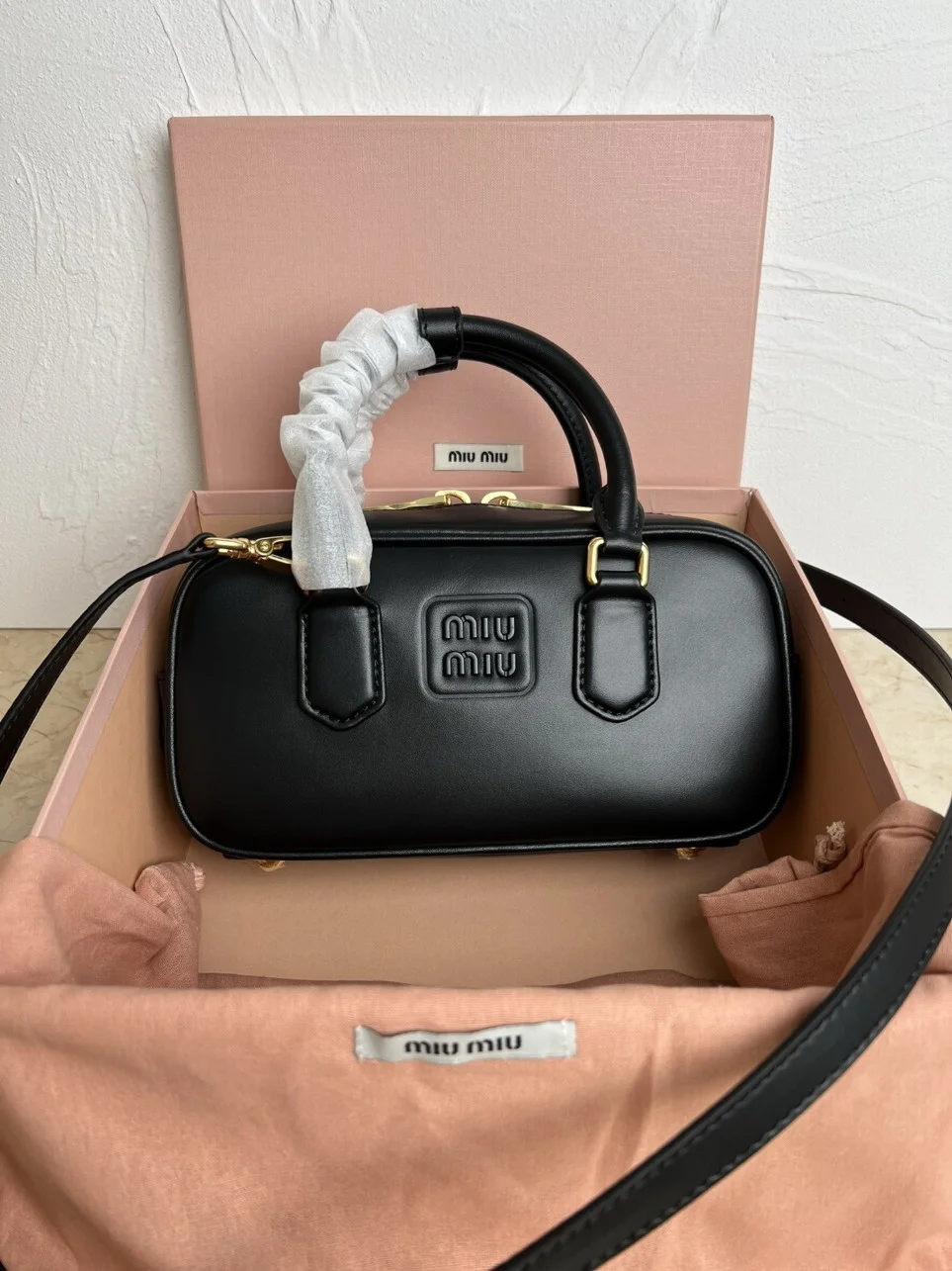Miu Miu Arcadie Medium Bag in Black Leather product view 2