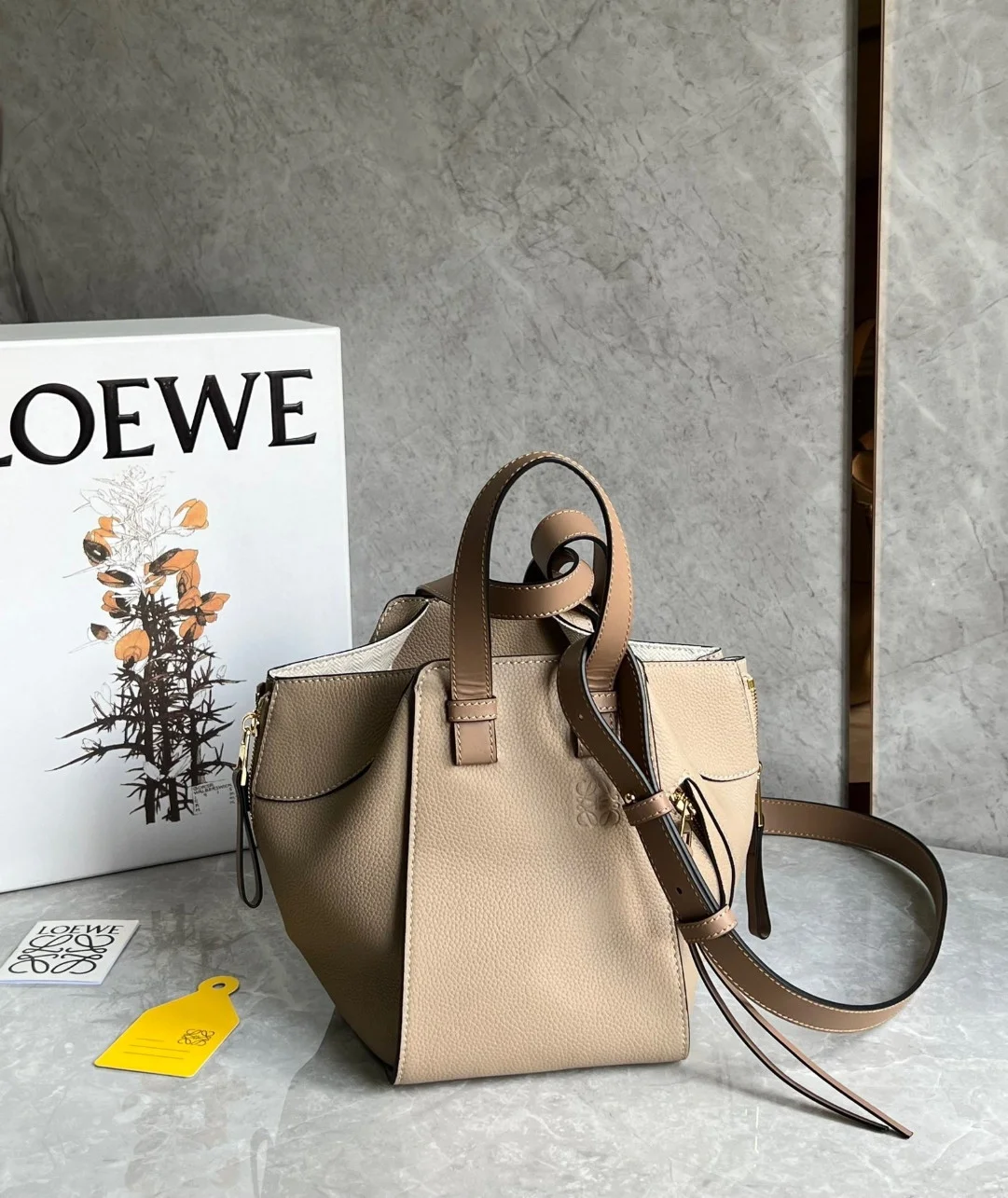 Loewe Compact Hammock Bag in Sand Grained Calfskin product view 3