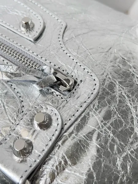 Balenciaga Le City Medium Bag in Silver Metallic Lambskin product view 7