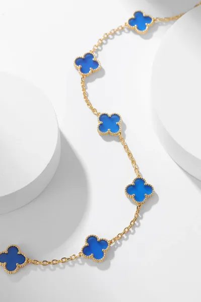 Van Cleef & Arpels Alhambra Blue Ten-Motif Gold-Tone Necklace product view 7