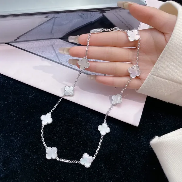Van Cleef & Arpels Alhambra White Ten-Motif Silver-Tone Necklace product view 2