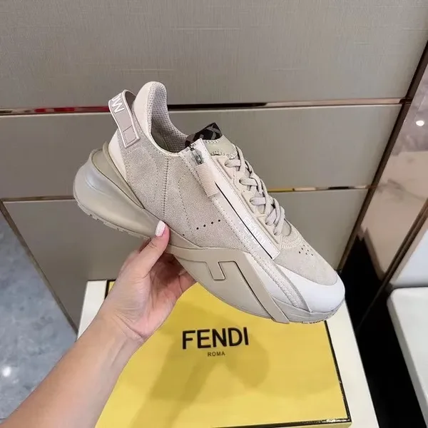Fendi Beige/Black Flow Low-Top Sneakers product view 5