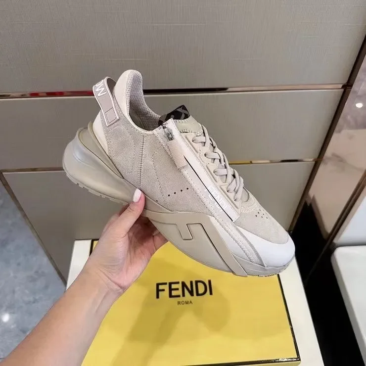Fendi Beige/Black Flow Low-Top Sneakers product view 5