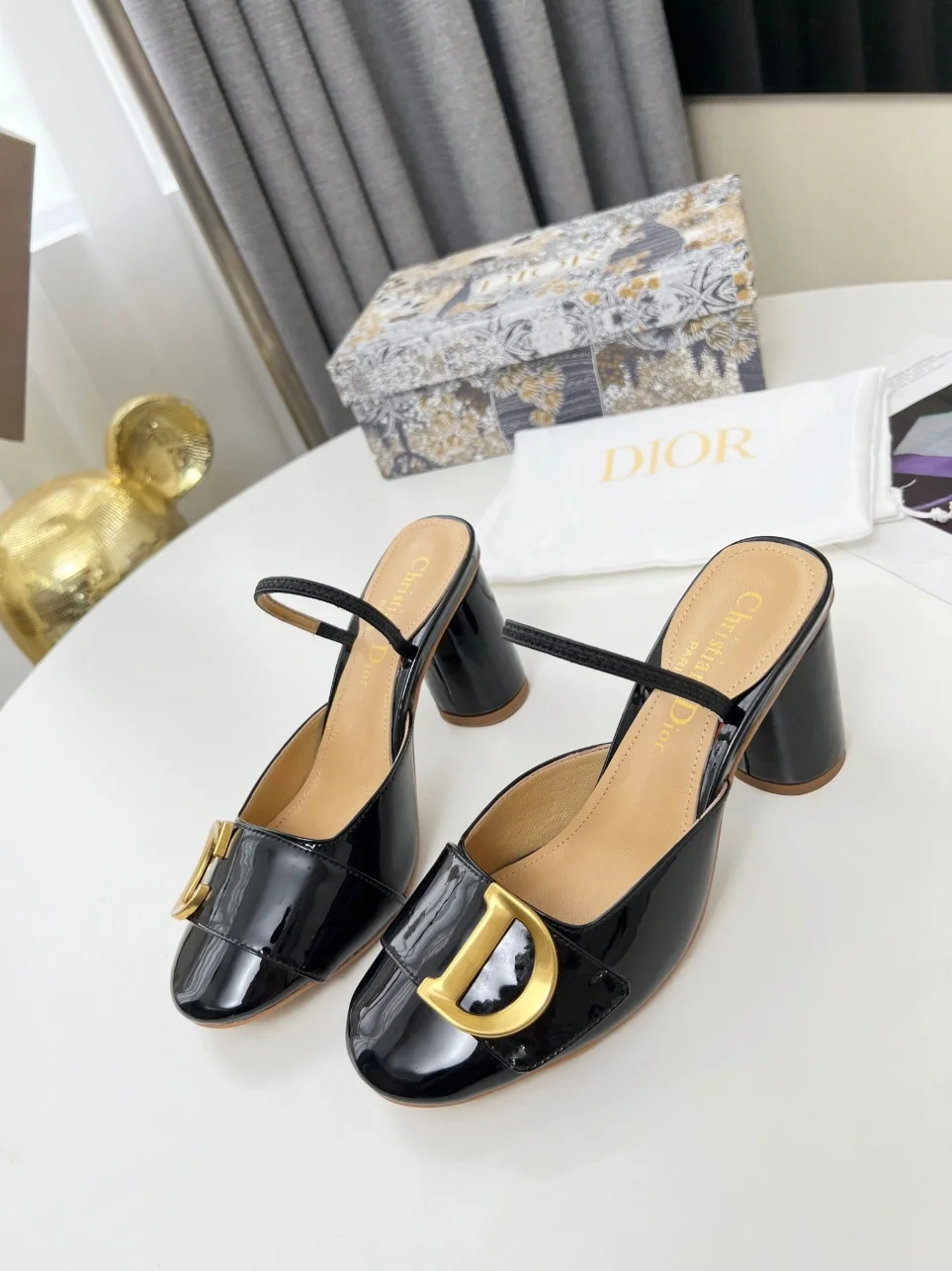 Dior C’est Slingback Pumps 80MM in Black Patent Calfskin product view 3