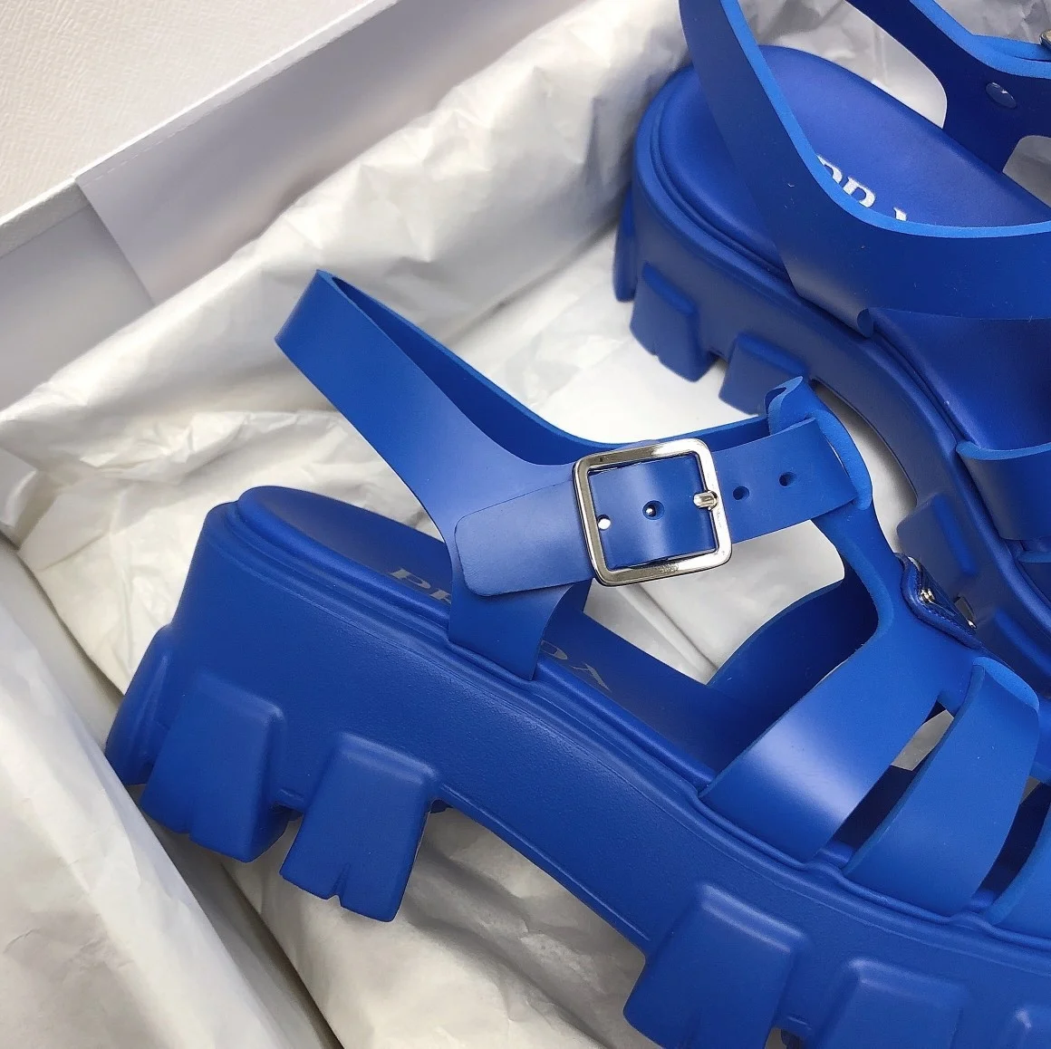 Prada Foam Sandals in Blue Rubber product view 9