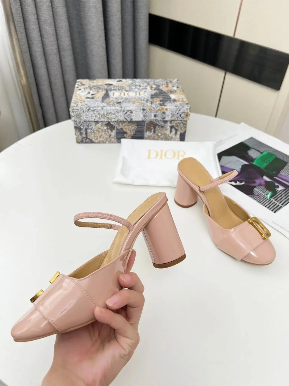 Dior C’est Slingback Pumps 80MM in Nude Patent Calfskin product view 5