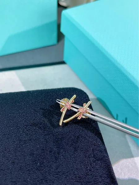 Tiffany & Co. Knot Pink Pavé-Effect Stud Earrings Rose-Tone product view 4