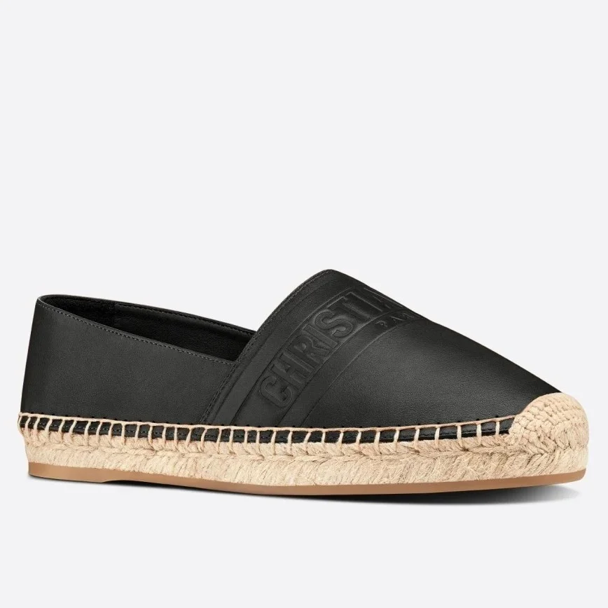 Dior Granville Espadrilles In Black Embossed Lambskin product view 1