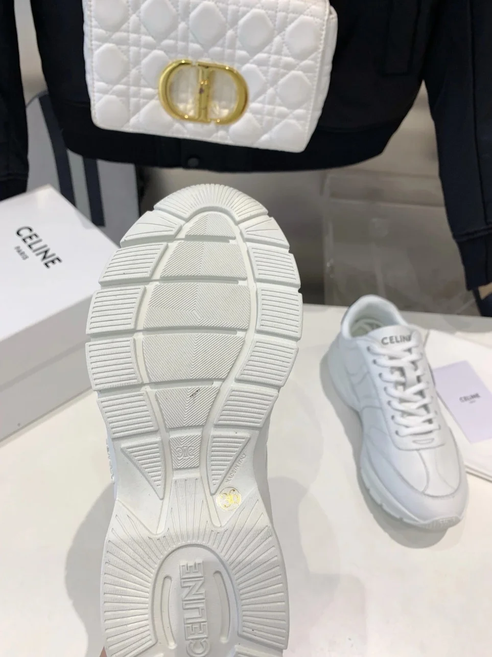 Celine Women’s Runner CR-01 Low-top Sneakers in White Leather product view 9