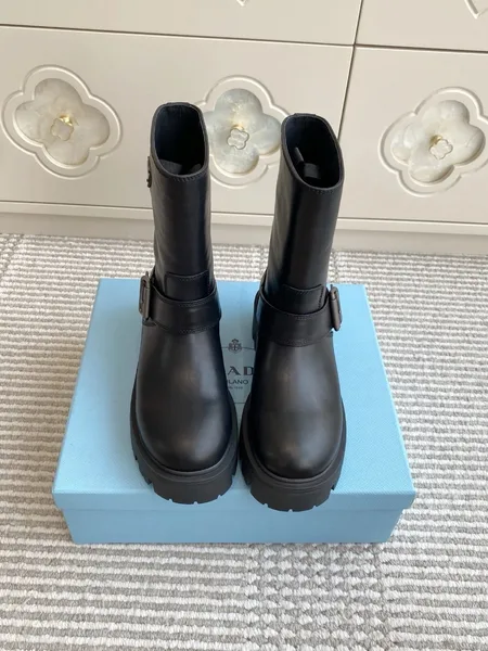 Prada Biker Boots in Black Calfskin product view 5