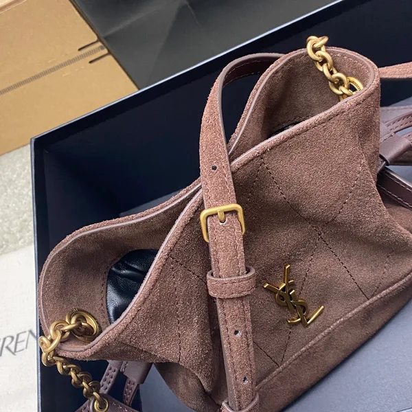 Saint Laurent Jamie Mini Shoulder Pouch — Dark Brown Suede product view 7