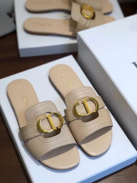 Dior 30 Montaigne Slides In Beige Calfskin product view 2