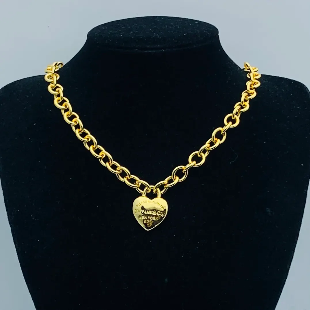 Tiffany & Co. HardWear Heart Pendant Link Necklace Gold-Tone product view 1