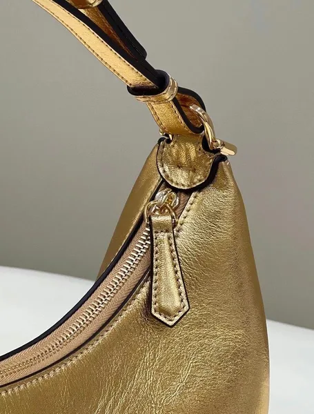 Fendi Fendigraphy Small Hobo Bag In Gold Metallic Leather product view 9