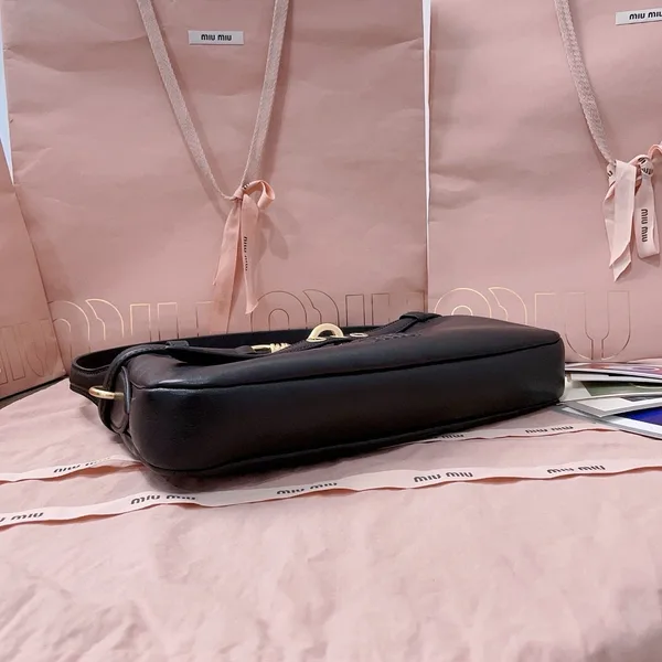 Miu Miu Aventure Small Shoulder Bag in Black Nappa Leather product view 4