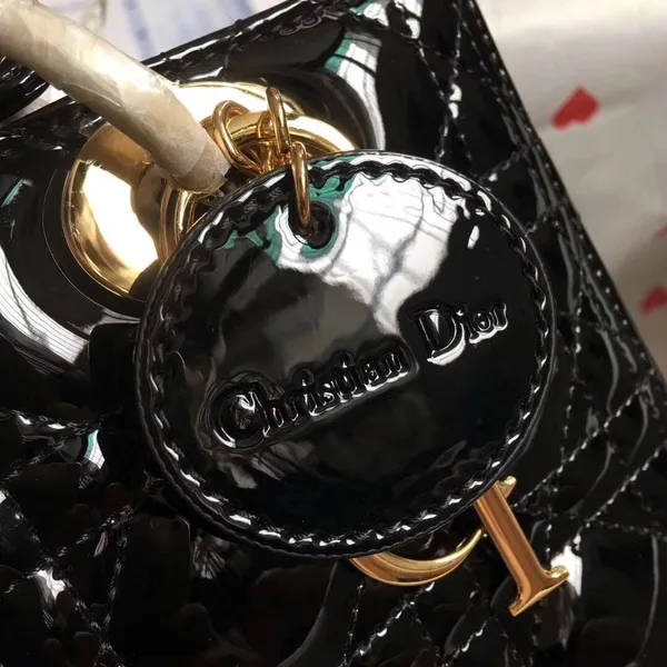 Dior Lady Dior Medium Bag In Black Patent Leather product view 5