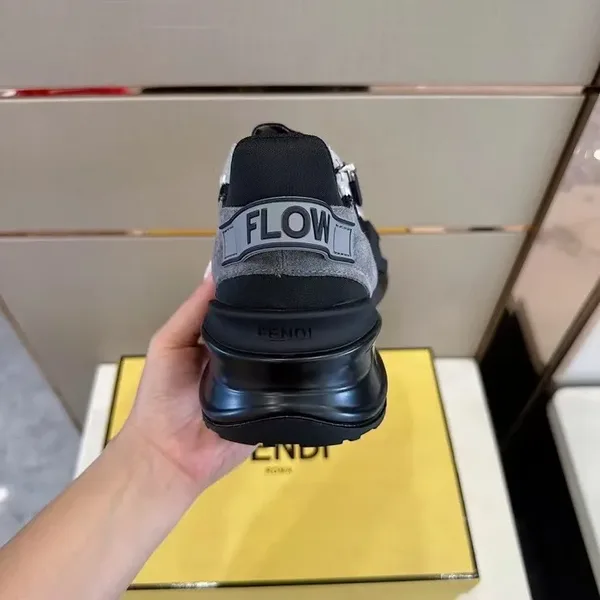 Fendi Flow Low-Top Sneakers in Black & Grey product view 6
