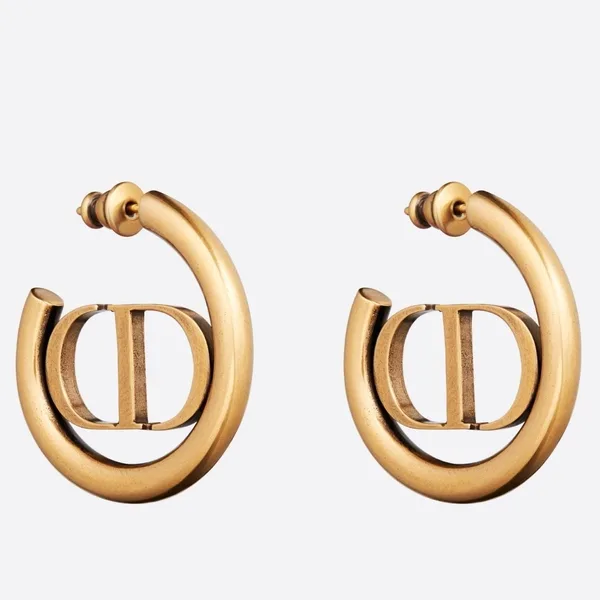 Dior 30 Montaigne Hoop Earrings In Antique Gold-Finish Metal product photo