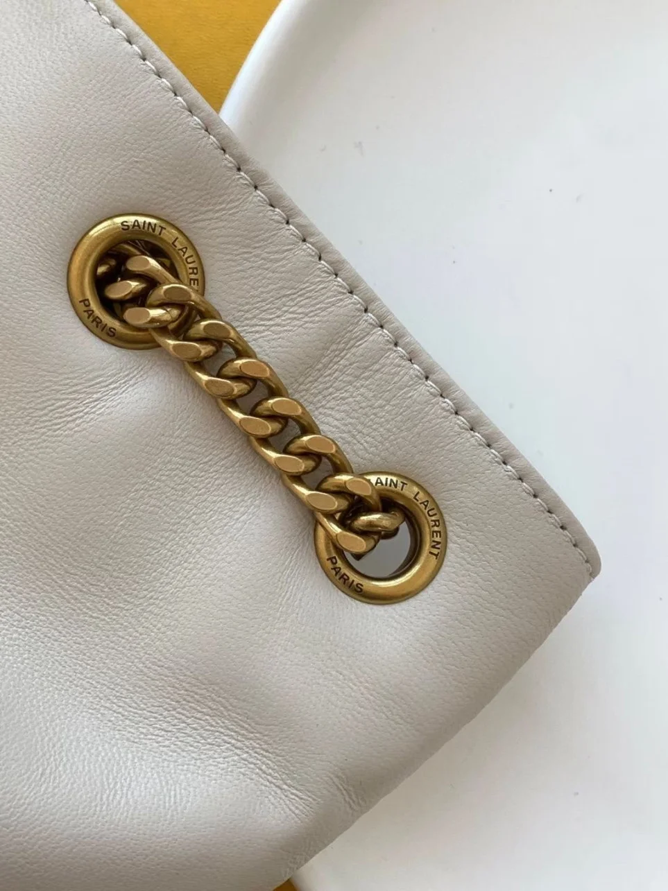 Saint Laurent Joe Backpack In White Quilted Lambskin product view 9