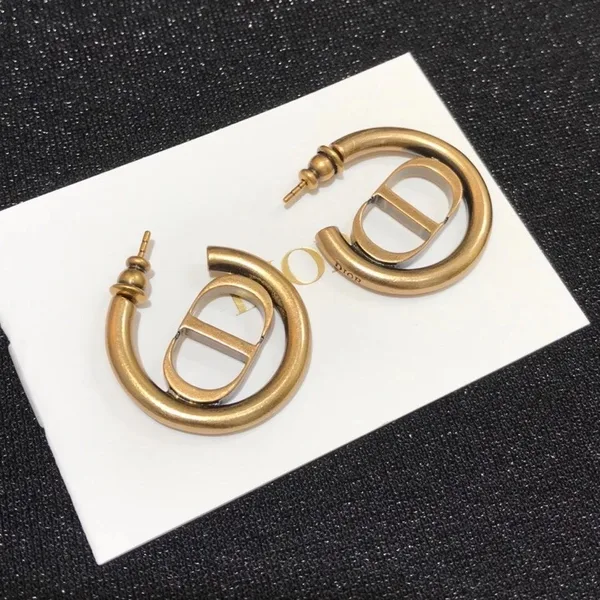 Dior 30 Montaigne Hoop Earrings In Antique Gold-Finish Metal product view 3