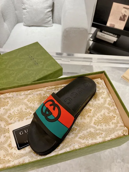 Gucci Slide Sandals Black Green Red product view 5