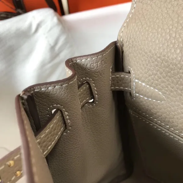 Hermes Kelly 20cm Bag In Grey Clemence Leather GHW product view 8