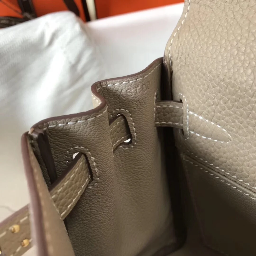 Hermes Kelly 20cm Bag In Grey Clemence Leather GHW product view 8