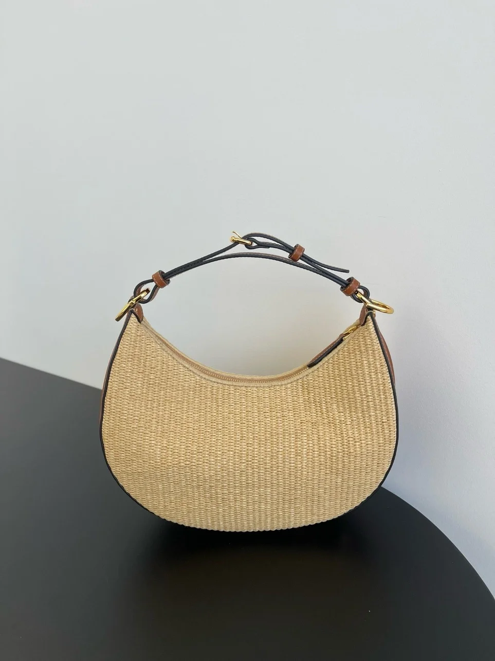 Fendi Fendigraphy Small Hobo Bag in Natural Raffia product view 3