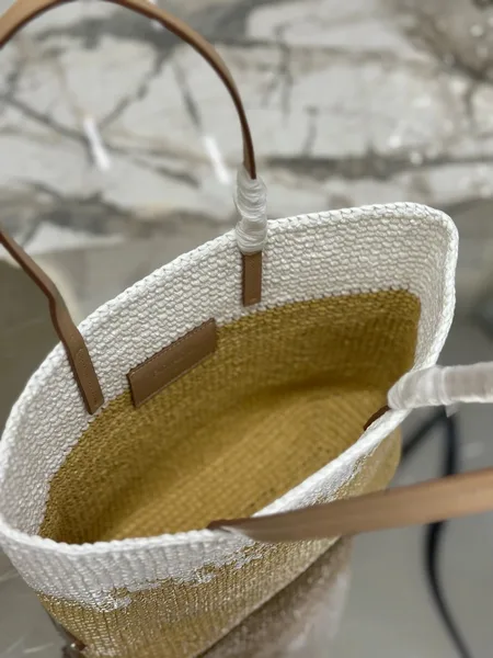 Prada Crochet Small Tote Bag in Beige/White Raffia-effect Yarn product view 7
