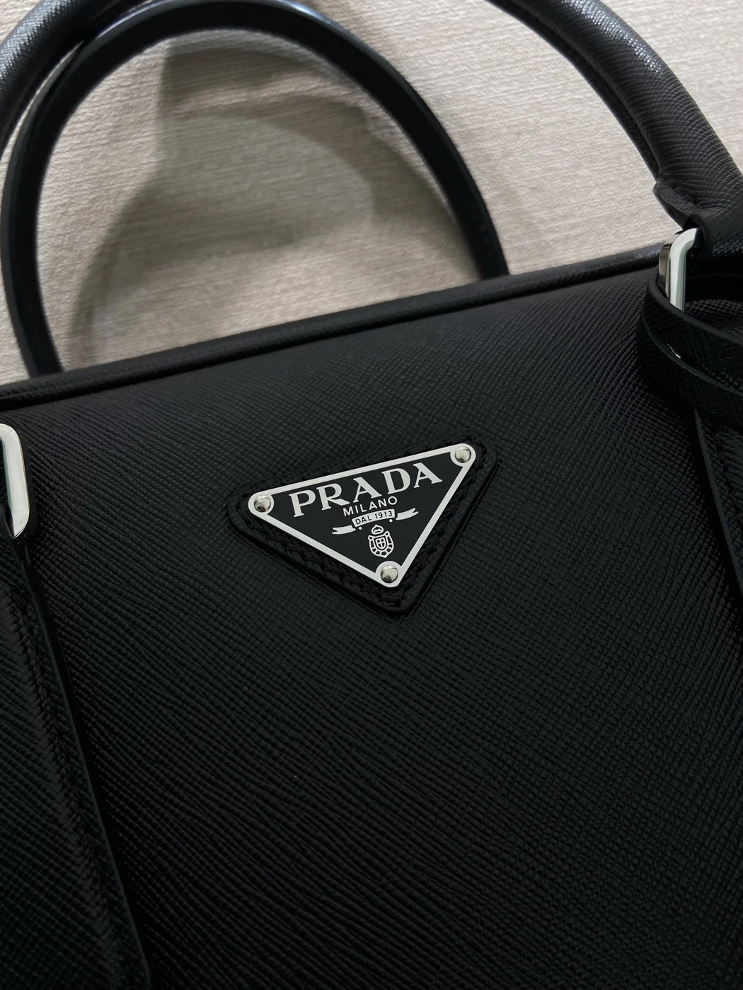 Prada Saffiano Leather Work Bag — Black product view 6