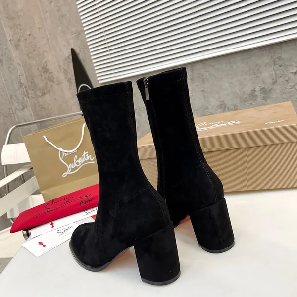 Christian Louboutin Strechadoxa 70 Suede-Effect Ankle Boots Black product view 5