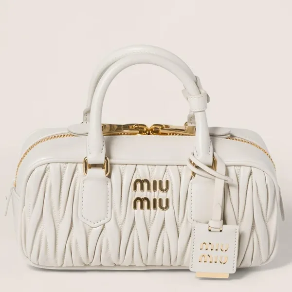 Miu Miu Arcadie Medium Bag in White Matelasse Leather product photo