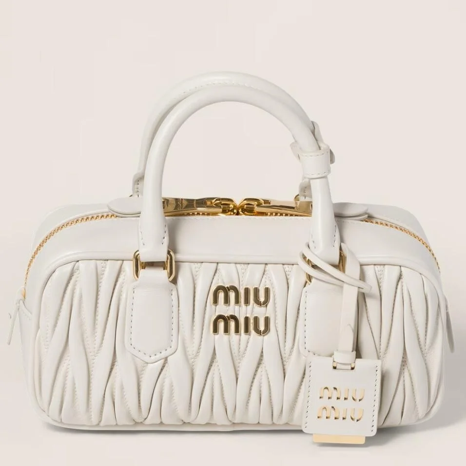 Miu Miu Arcadie Medium Bag in White Matelasse Leather product view 1