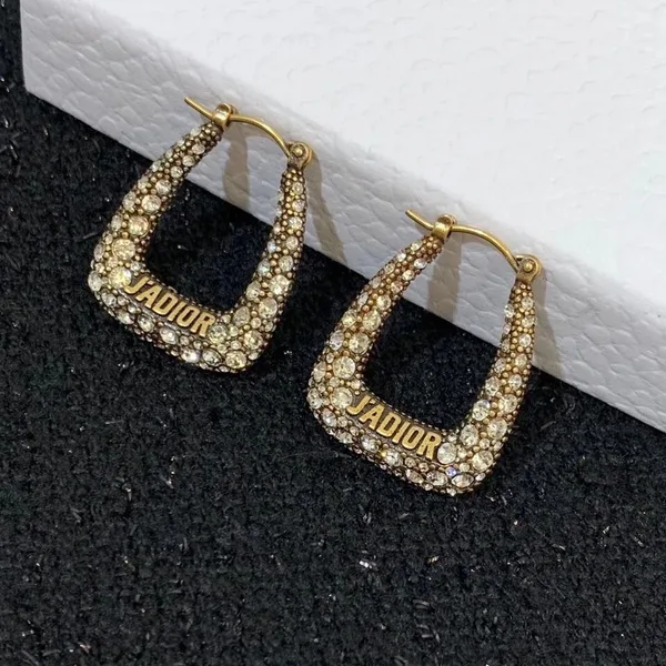 Dior J’Adior Hoop Earrings In Antique Gold-Tone Metal and Crystals product view 6