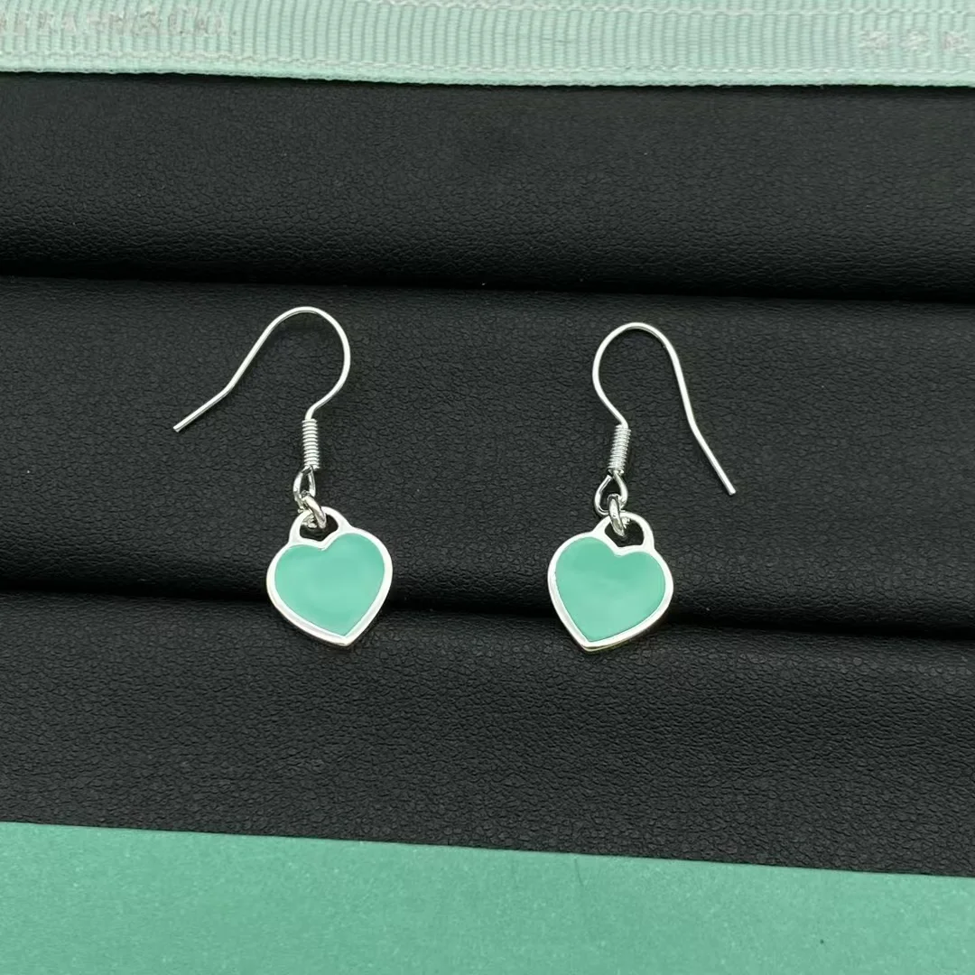 Tiffany & Co. Hook Heart Tag Earrings Silver-Tone with Blue Inlay product view 1